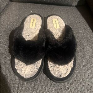 dearfoams Black Slide Sole with Gray Insole Detail